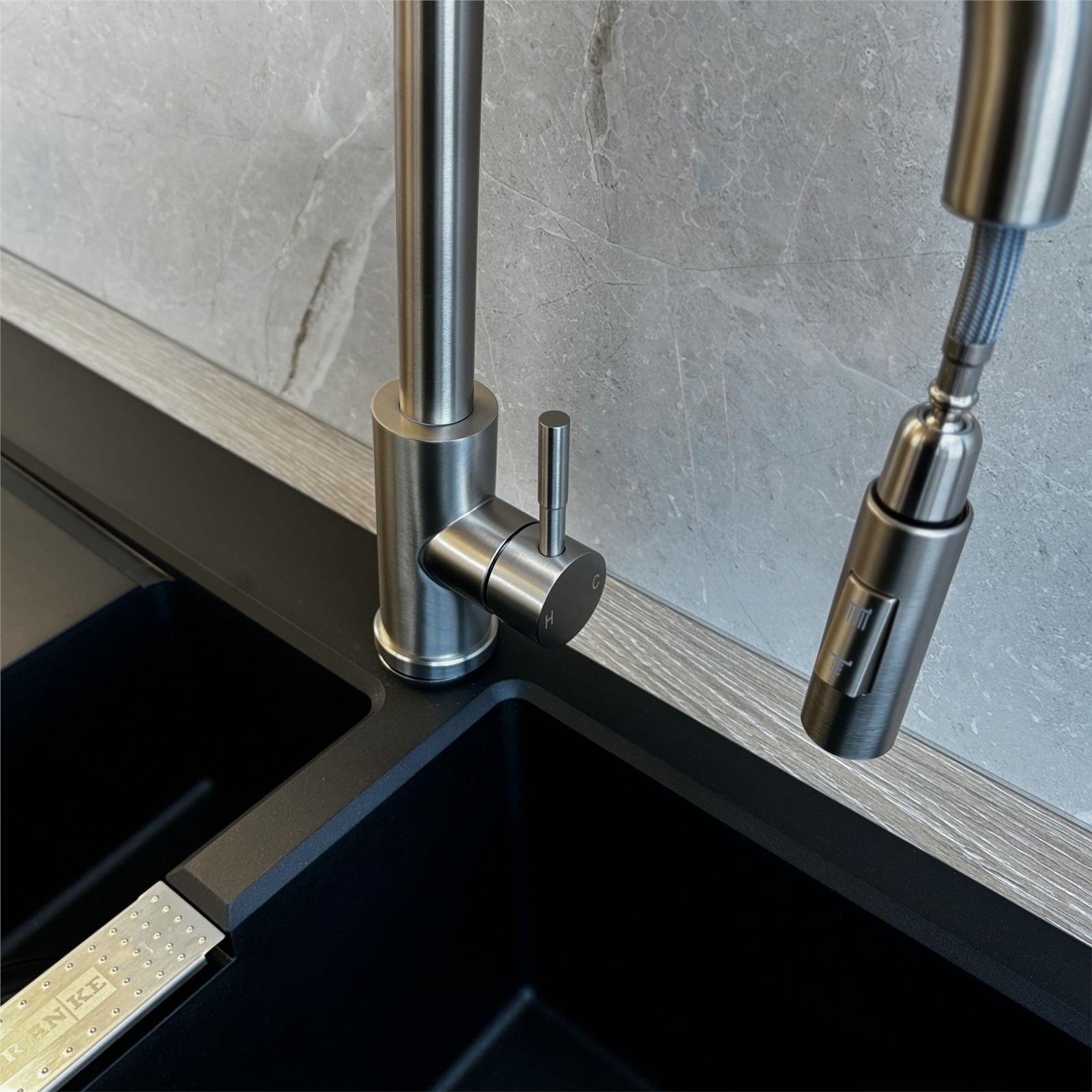 Liquida CT454BS Single Lever Pull Out Brushed Steel Kitchen Mixer Tap